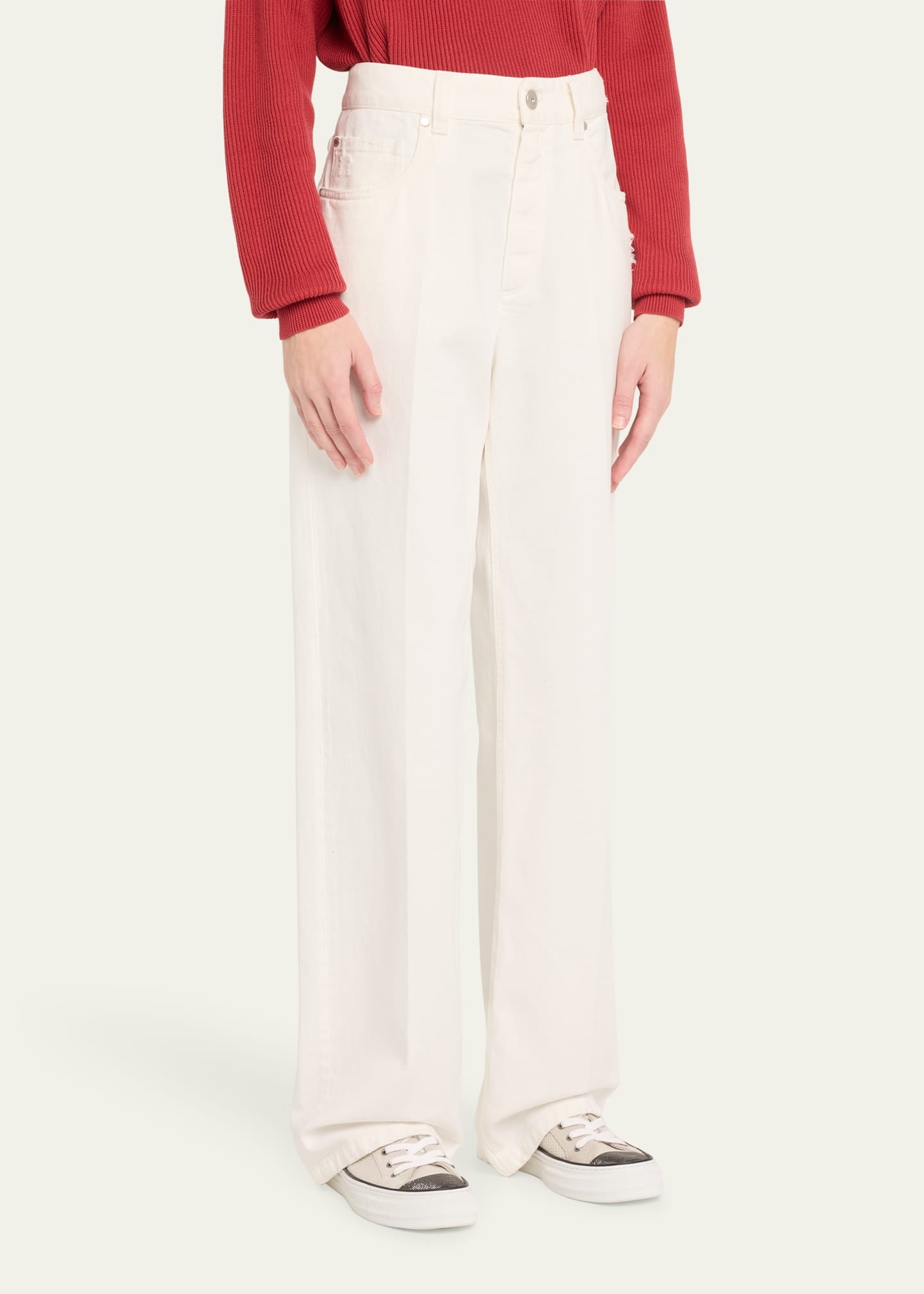 Contemporary Garment Dye Denim Pants with Sartorial Touch - 4