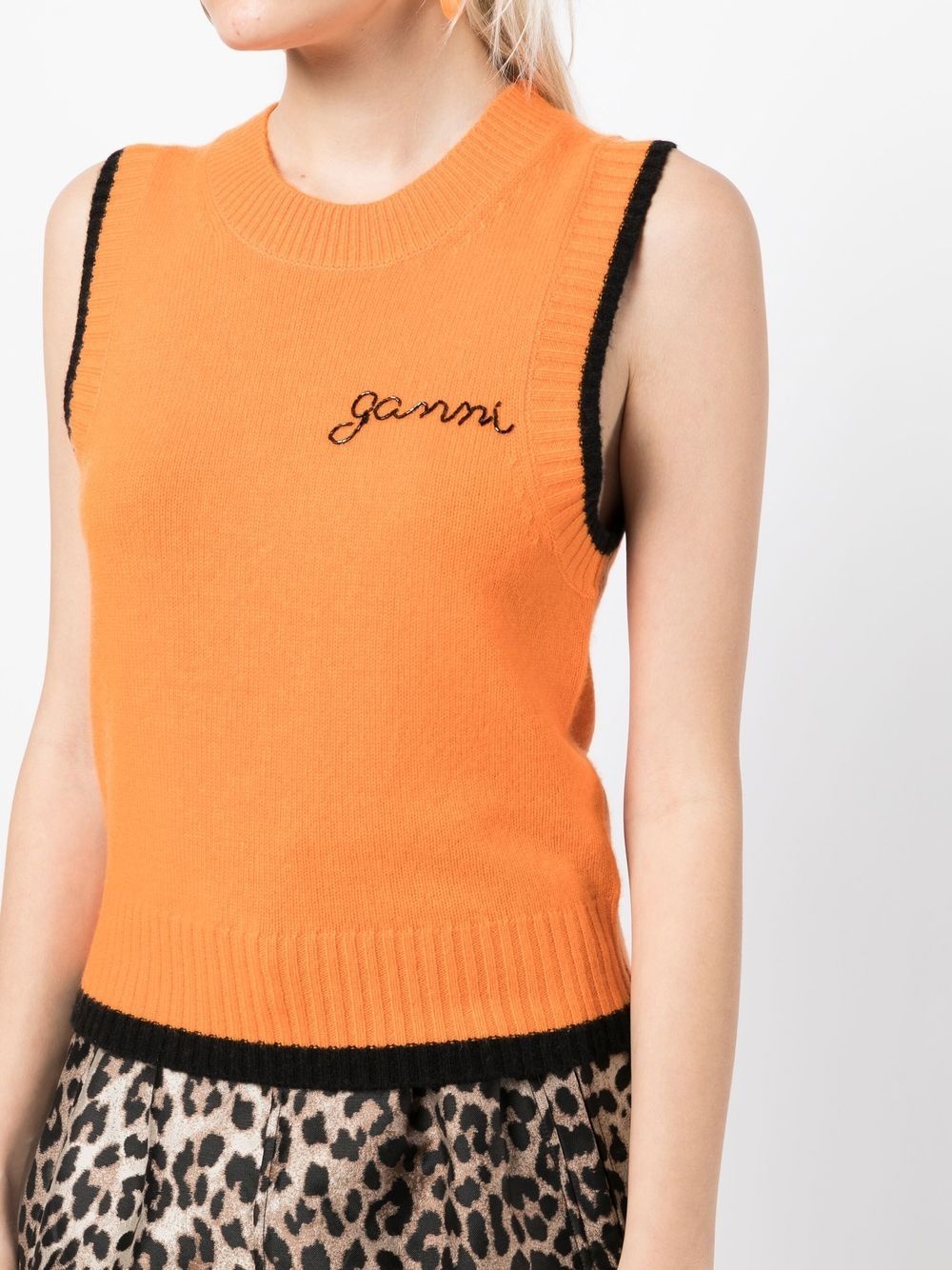 sleeveless wool-blend top - 5