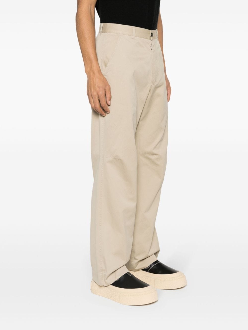 wide-leg twill chino trousers - 3