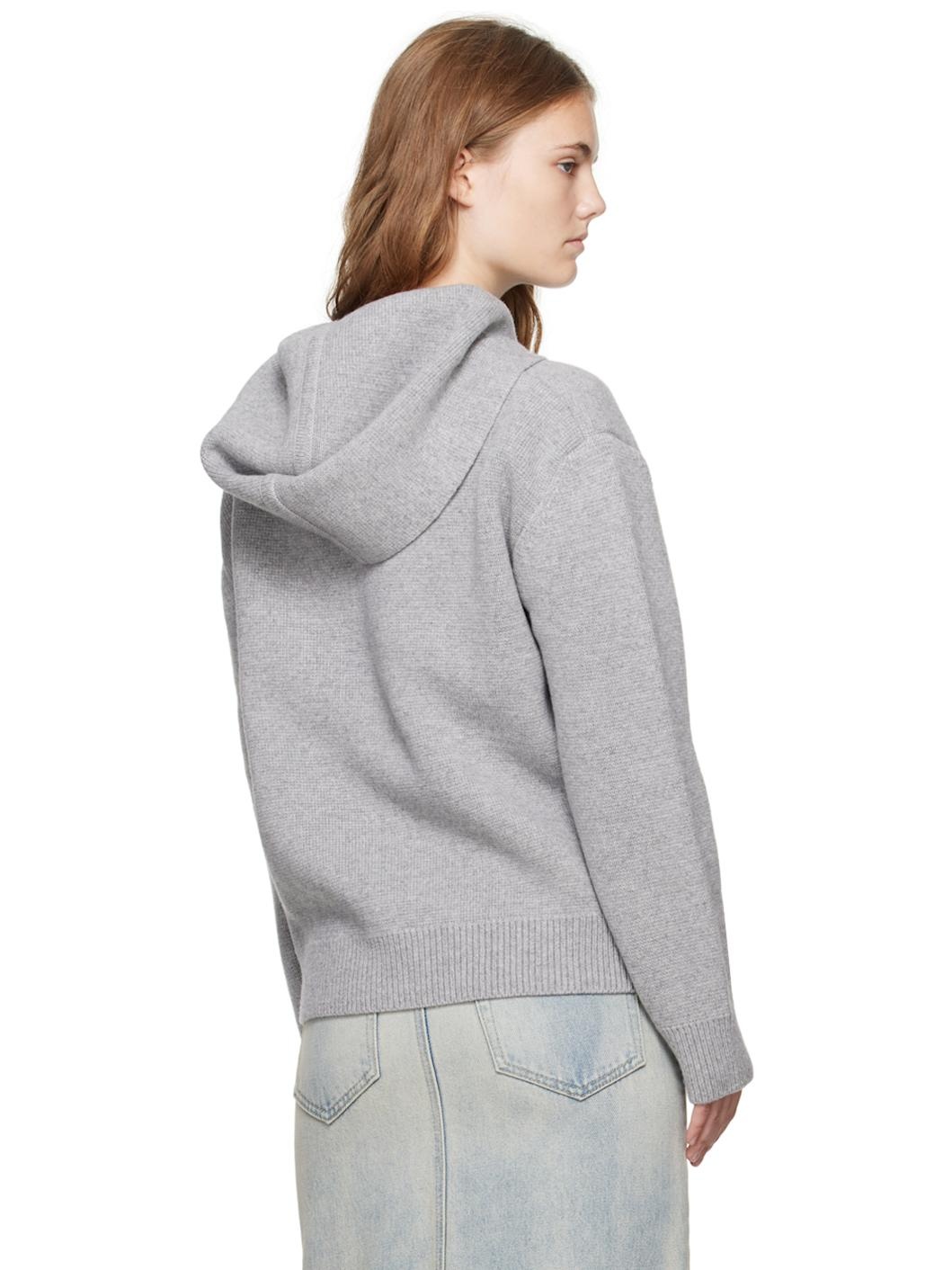 Gray Embroidered-Logo Hoodie - 3