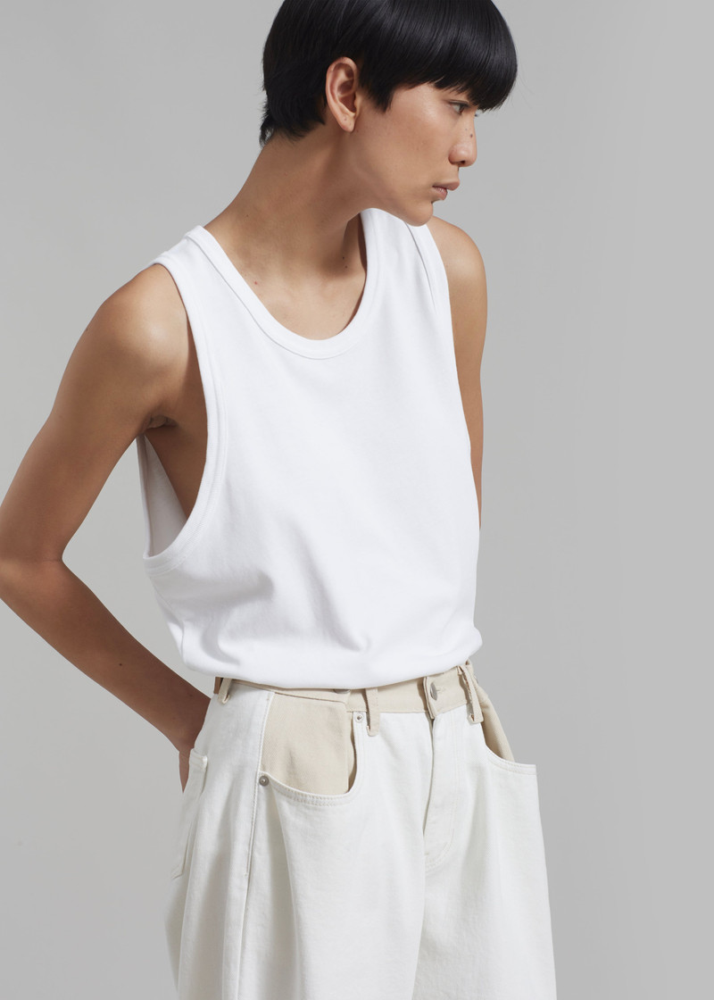 Hayla Contrast Denim Pants - Off White/Beige 8