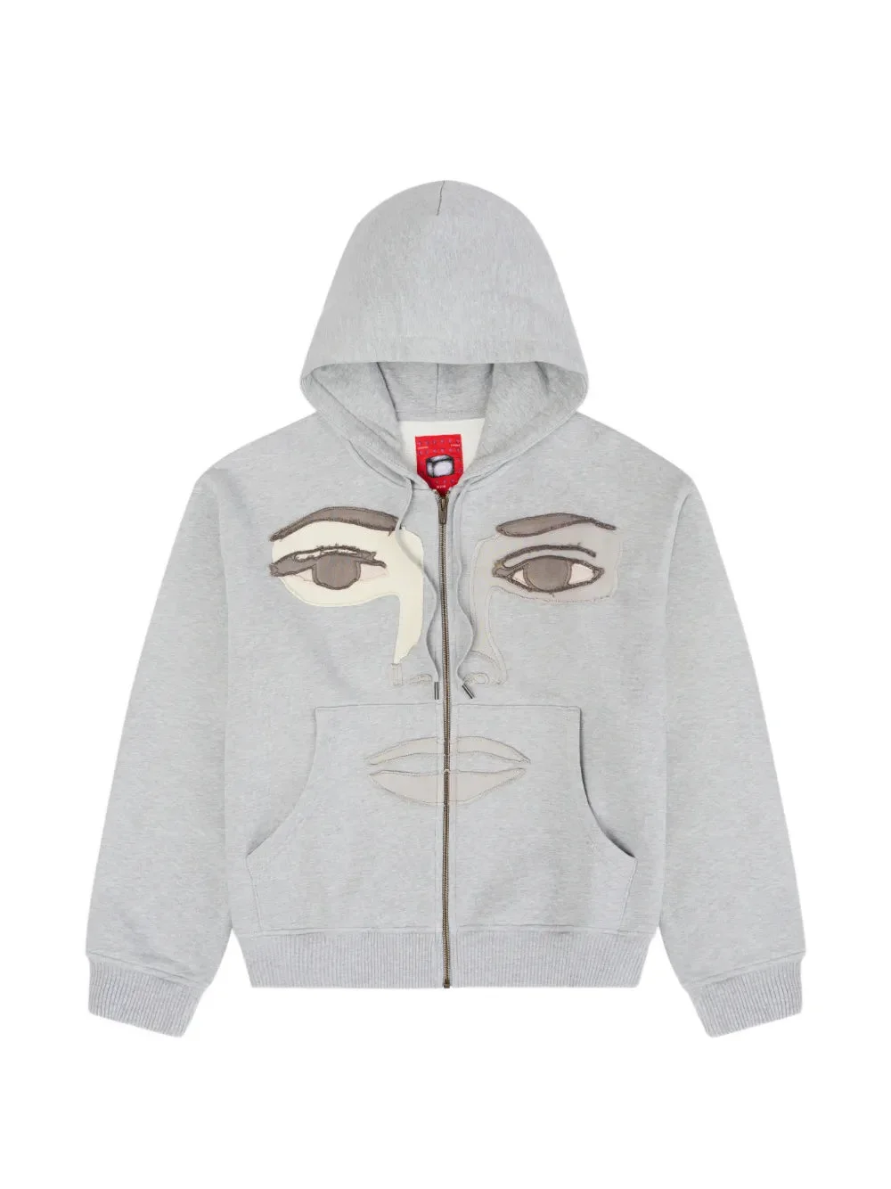 PATCHWORK FACE ZIP-UP HOODIE - 1