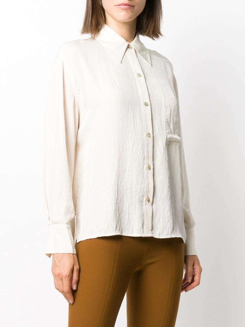 long-sleeved patch pocket shirt - 3