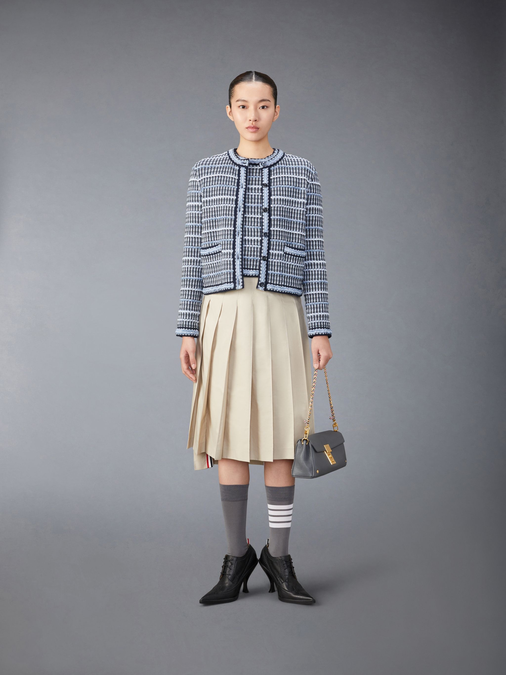 crew-neck tweed top - 4