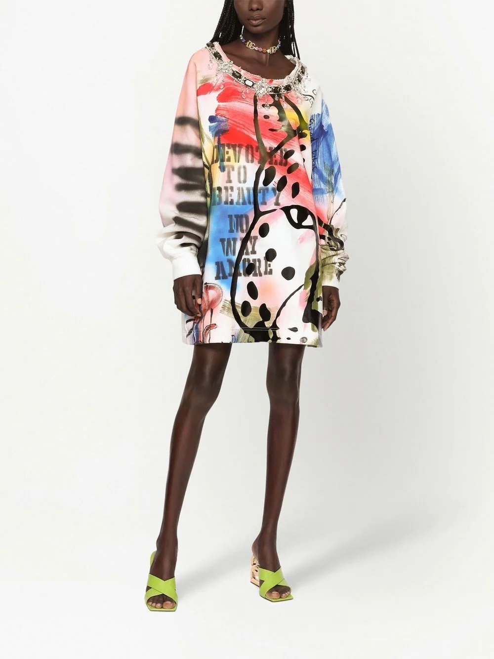 graffiti-print jumper dress - 3