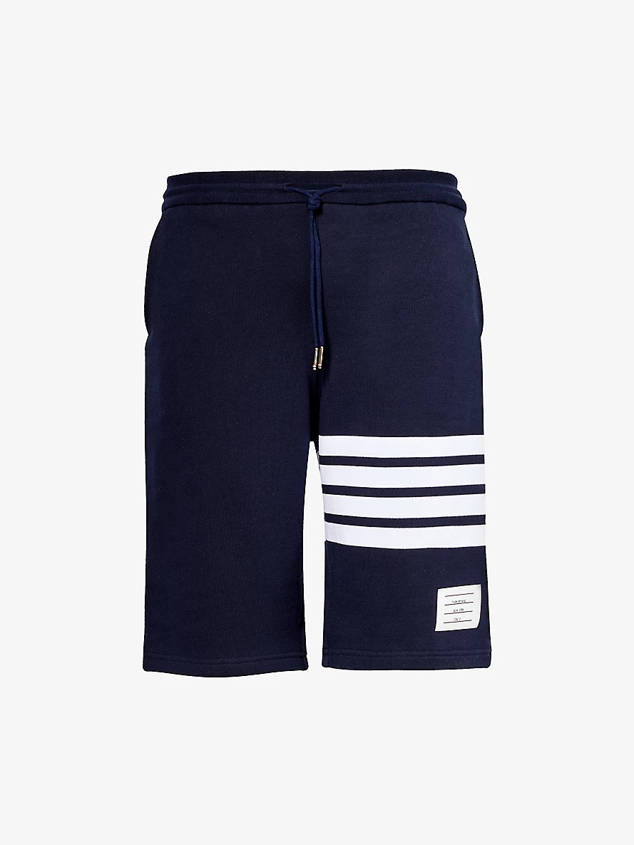 Four-bar brand-patch regular-fit cotton-jersey shorts - 1
