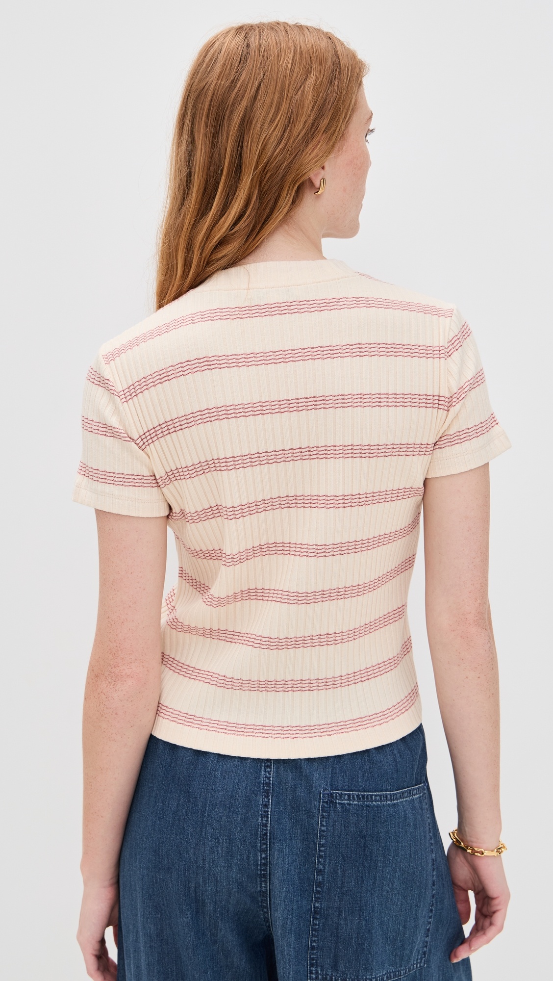 Striped Short Sleeve Crew Top - 2