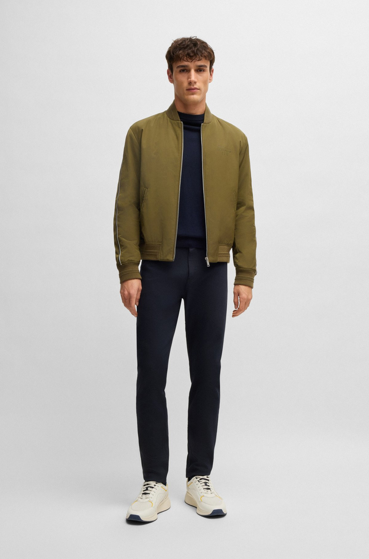 PORSCHE X BOSS TAPERED-FIT JEANS IN BLUE PERFORMANCE-STRETCH DENIM - 3