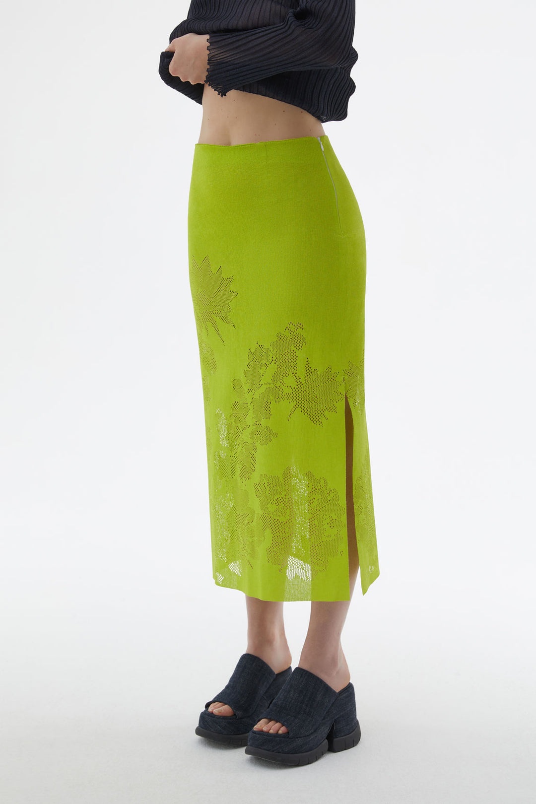 LIGHT GREEN JACQUARD KNIT RUBBER SKIRT - 2