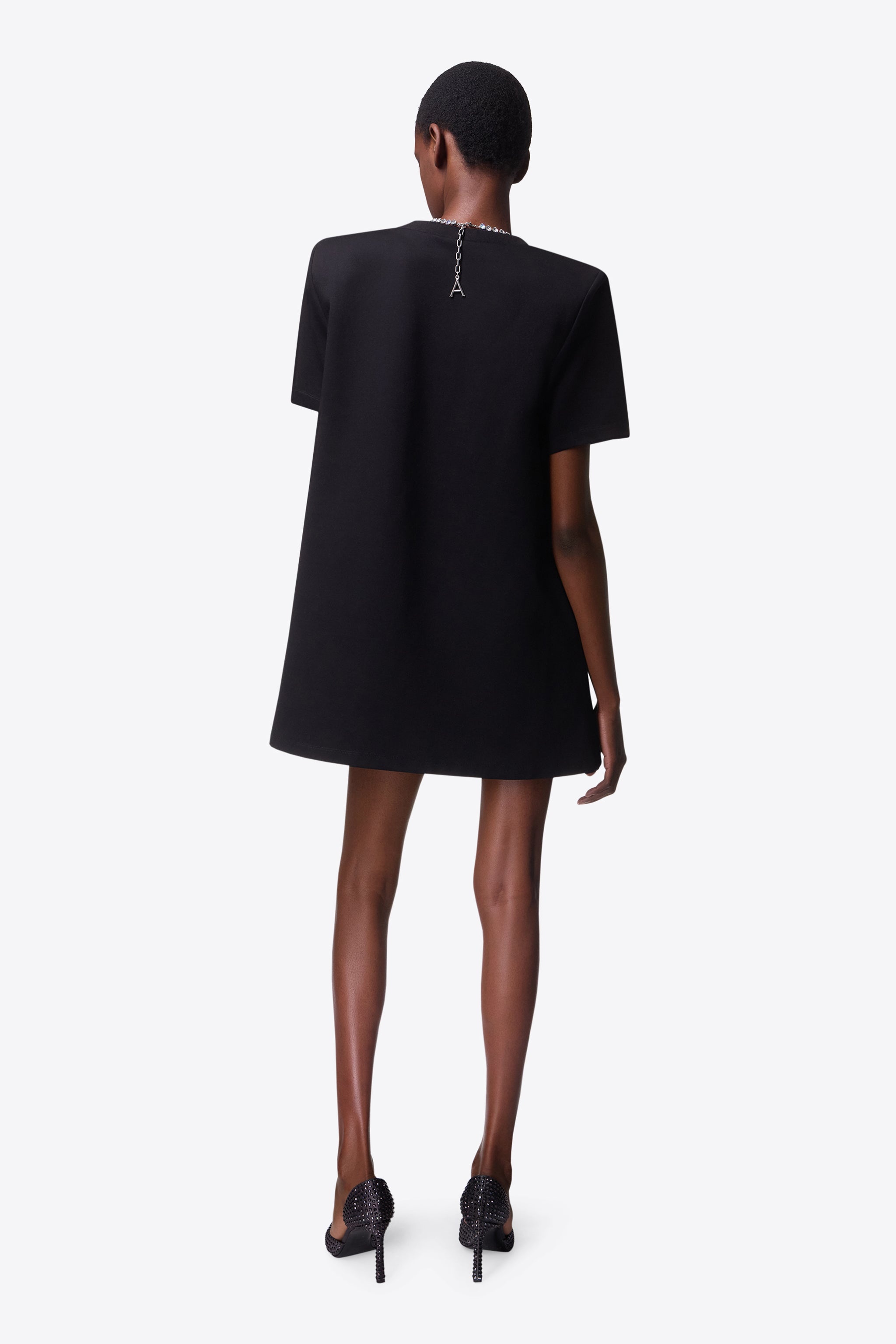 CRYSTAL BUTTERFLY V-NECK T-SHIRT DRESS - 6