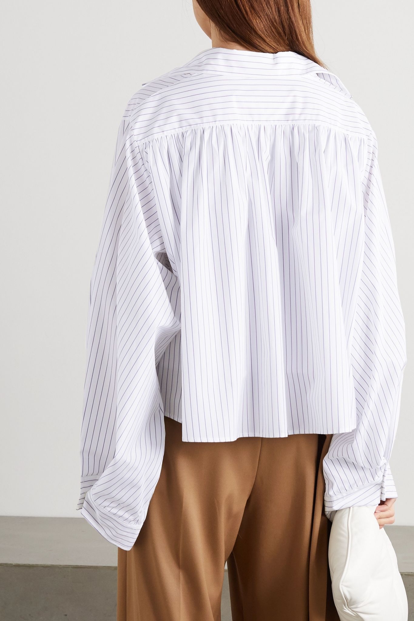 Cropped pinstriped cotton-poplin shirt - 3