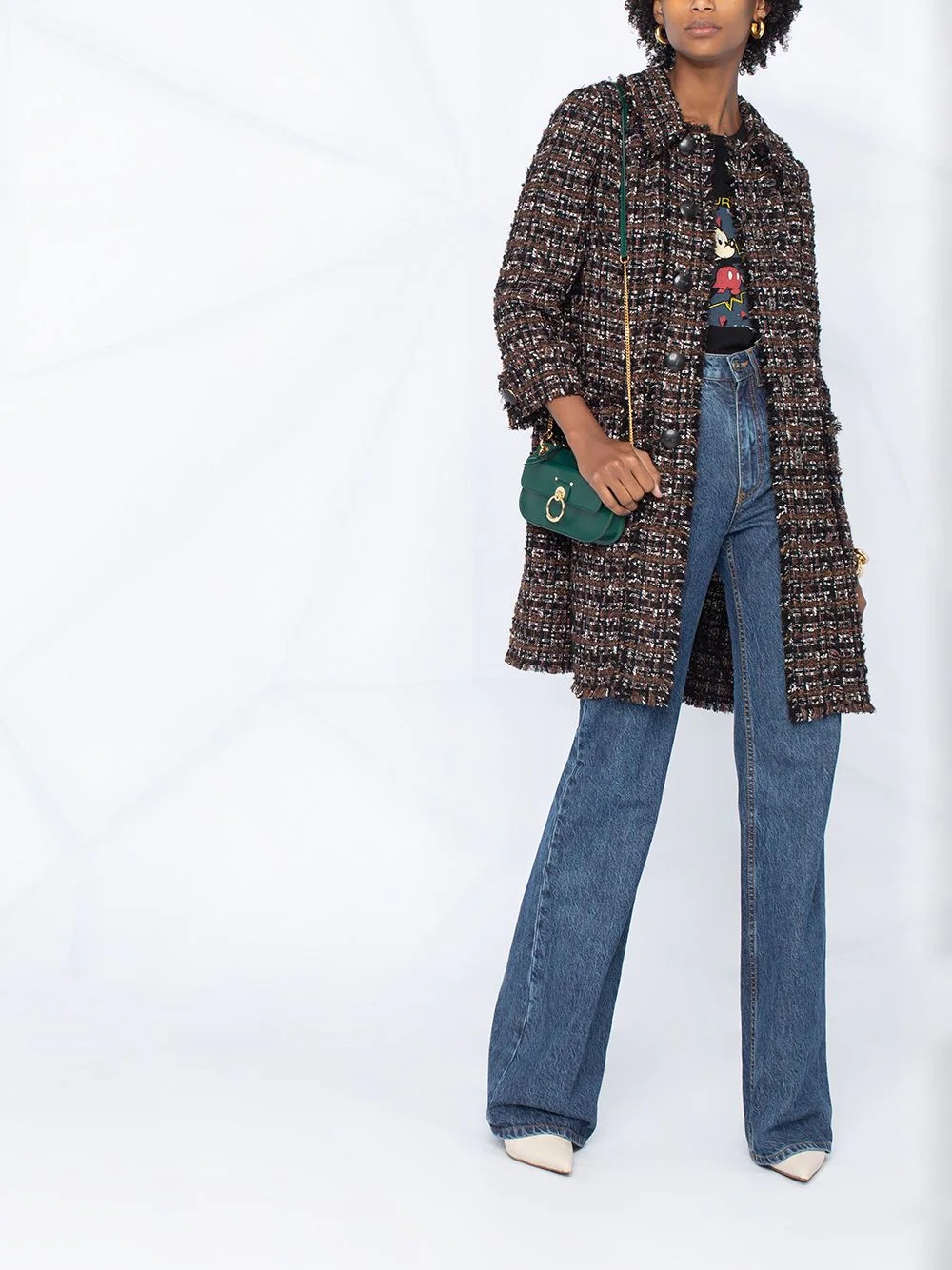 tweed mid-length coat - 2