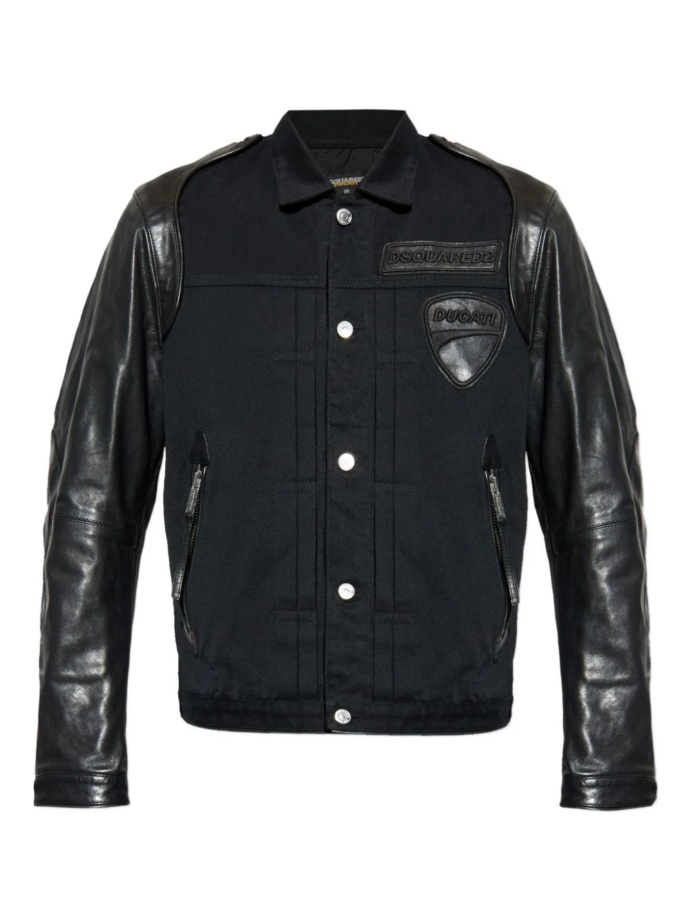 x Ducati leather-sleeve patch shirt jacket - 1