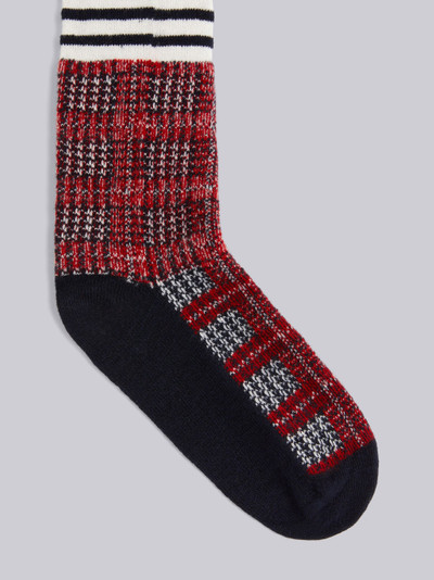 Thom Browne Multicolor Grid Windowpane Check Baby Merino Jacquard 4-Bar Stripe Over-the-calf Socks outlook