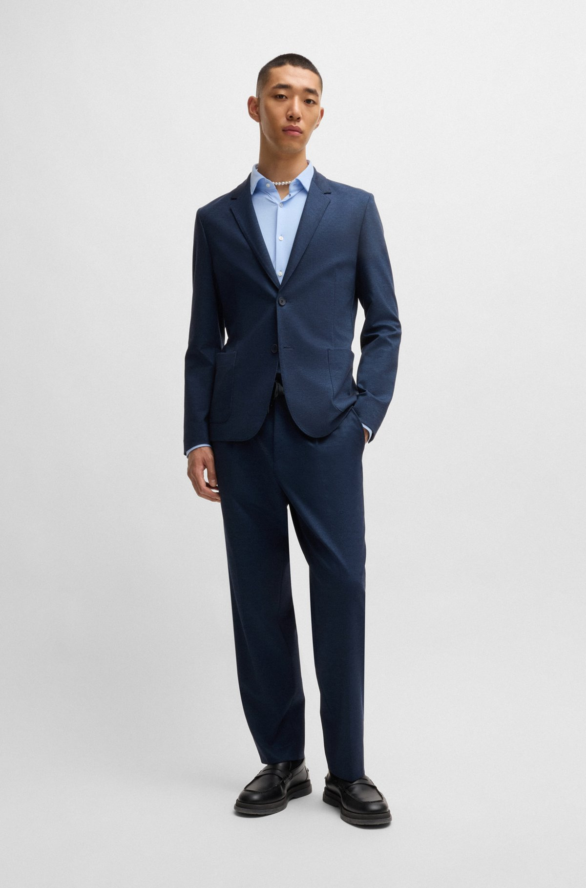 SLIM-FIT JACKET IN MELANGE PERFORMANCE-STRETCH TWILL - 3