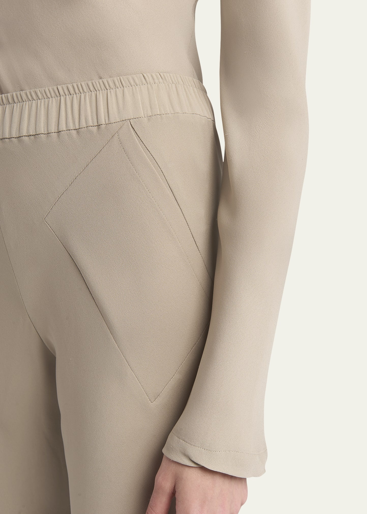 Triple Silk Georgette Flat Front Trousers - 5