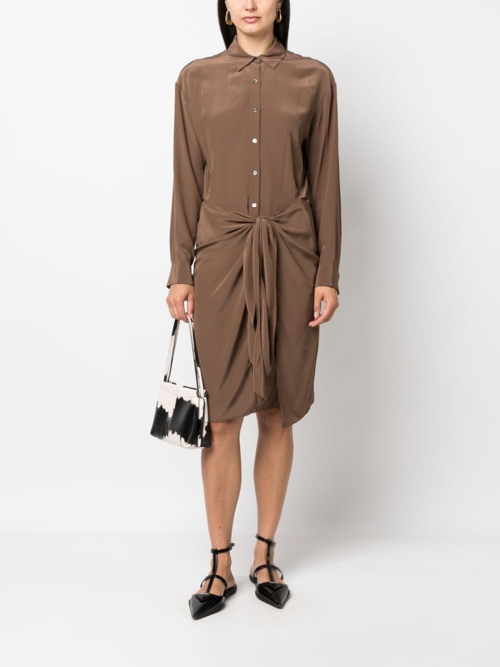 Sarong draped shirtdress - 2