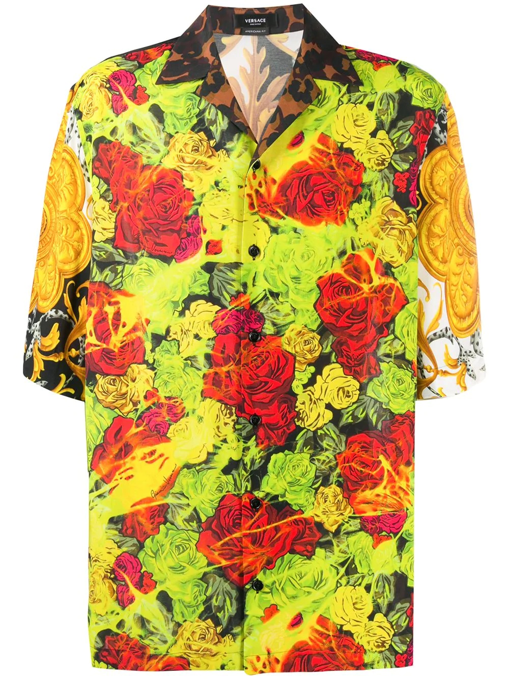 rose print short-sleeve shirt - 1