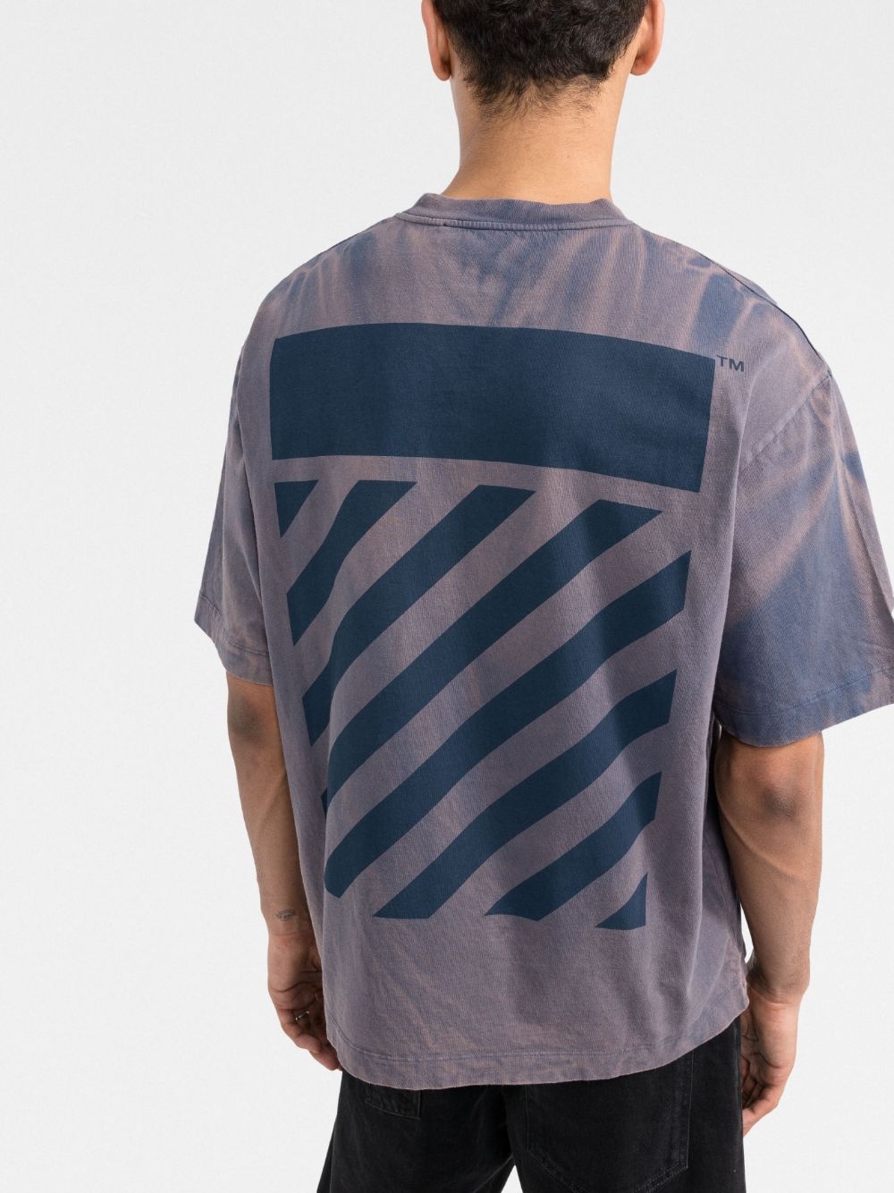 two-tone striped motif T-shirt - 3