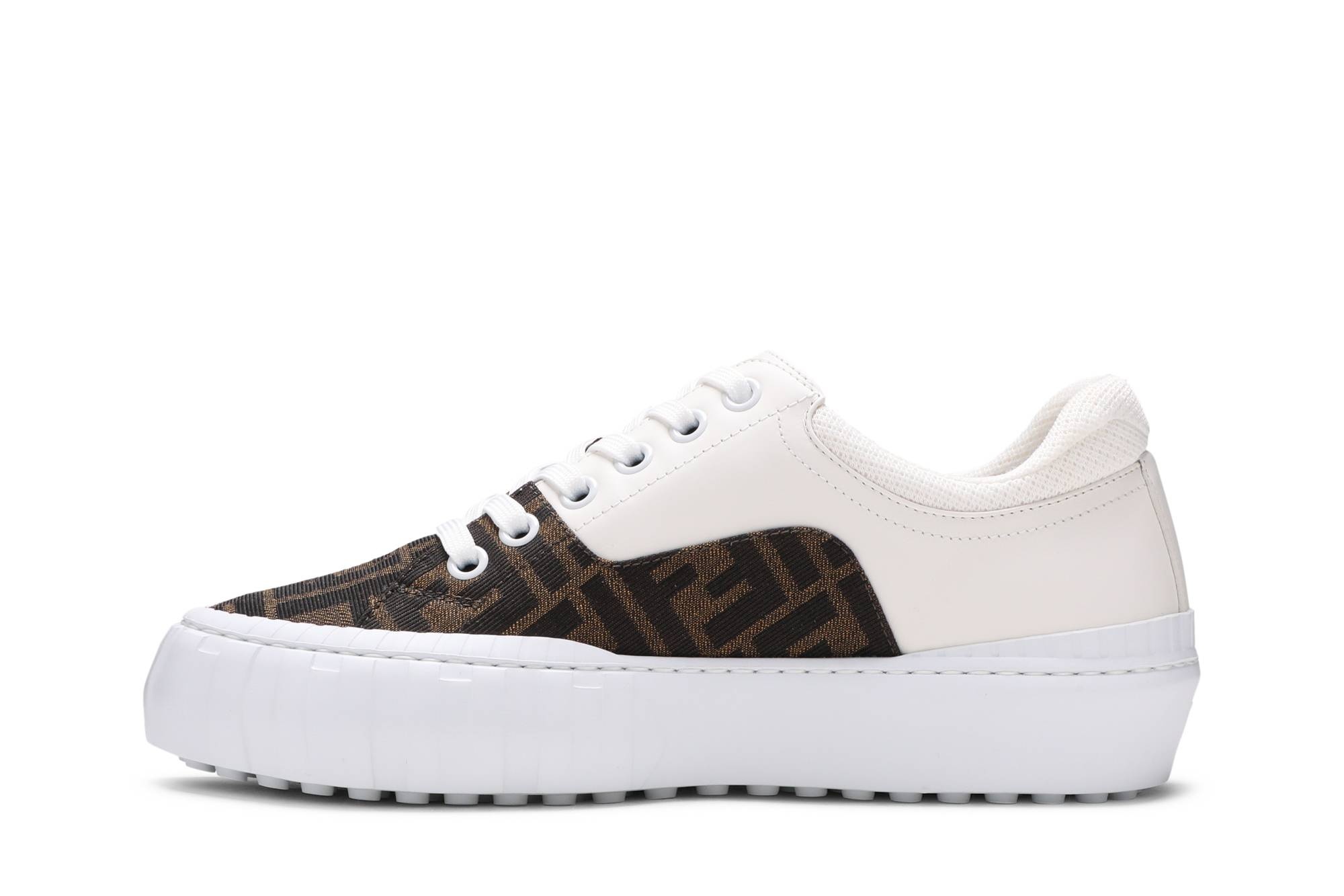 Fendi Force Lace-Up Sneaker 'White Brown' - 3