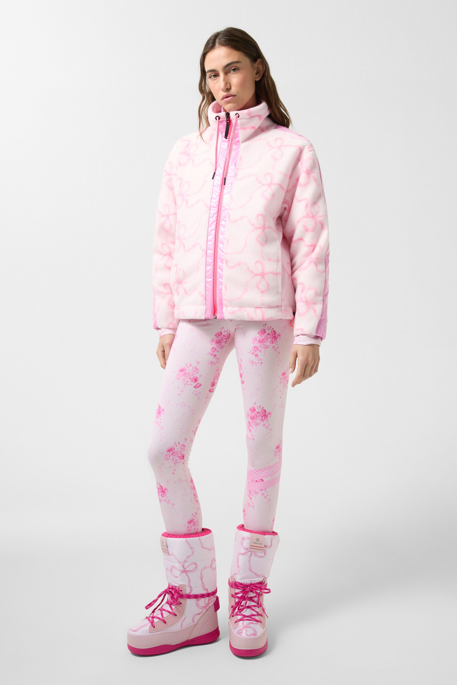 Ninetta Fleece mid layer in Pink/Off-white - 3