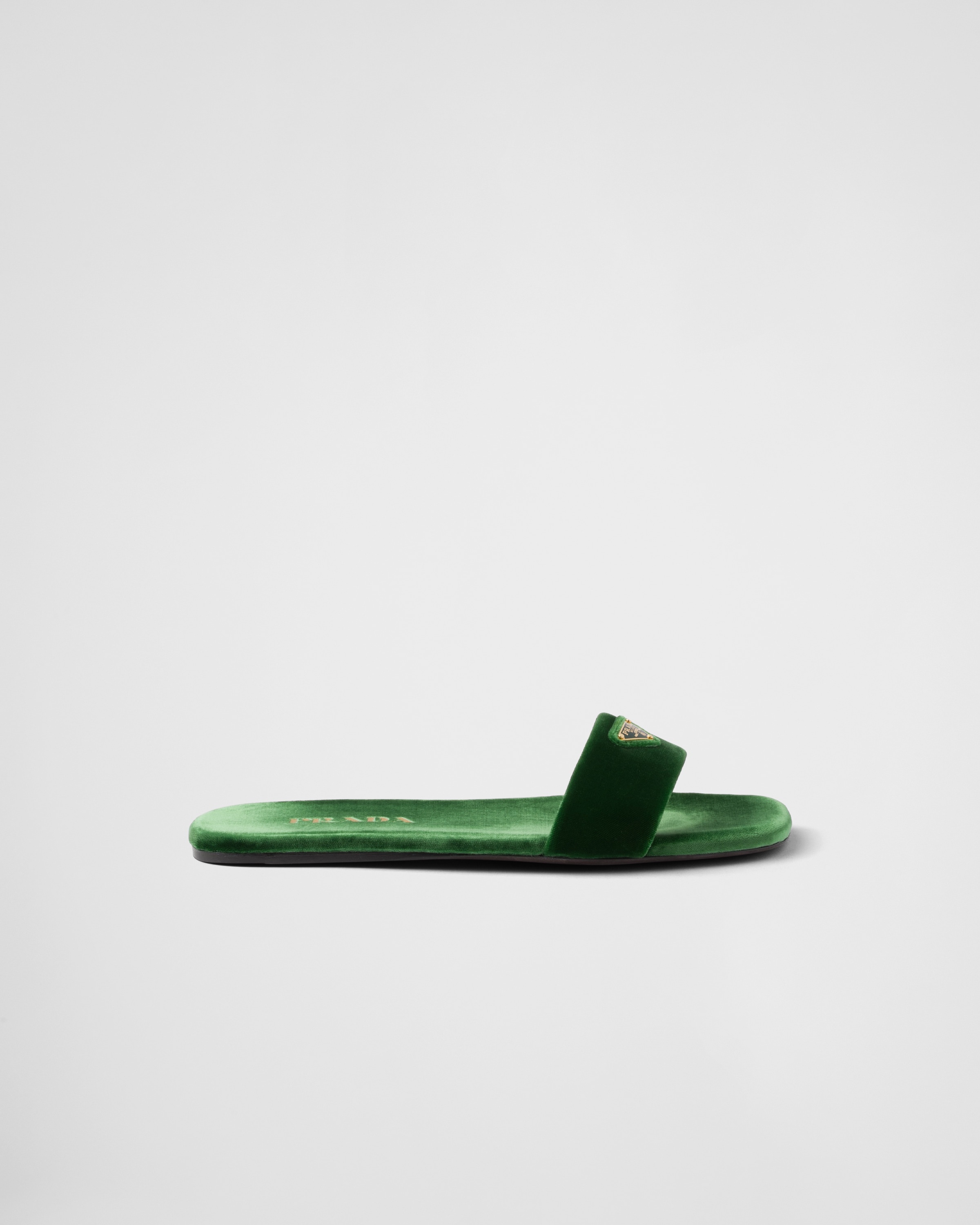 Flat velvet slides - 2