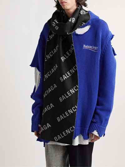 BALENCIAGA Logo-Jacquard Wool-Blend Scarf outlook