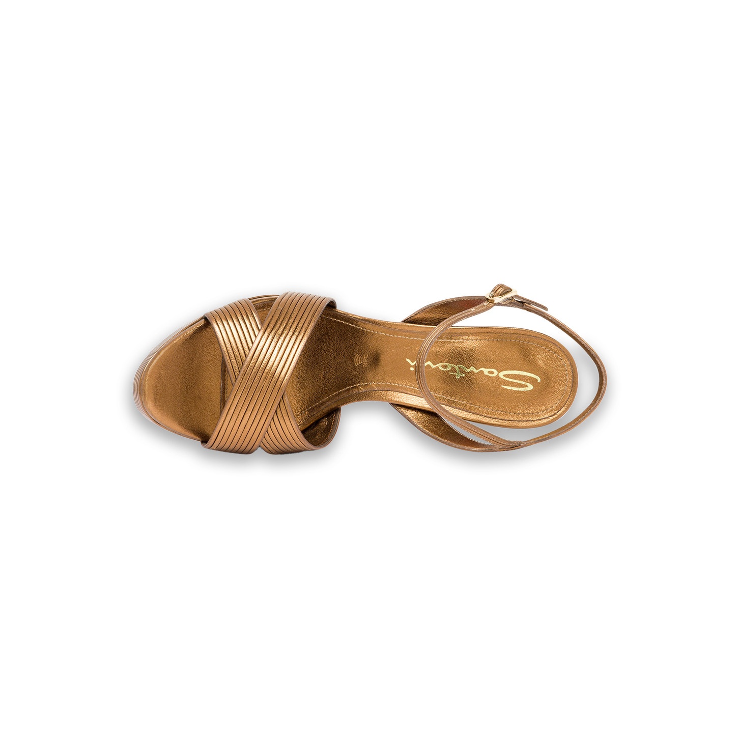 Women's gold leather high-heel sandal - 5