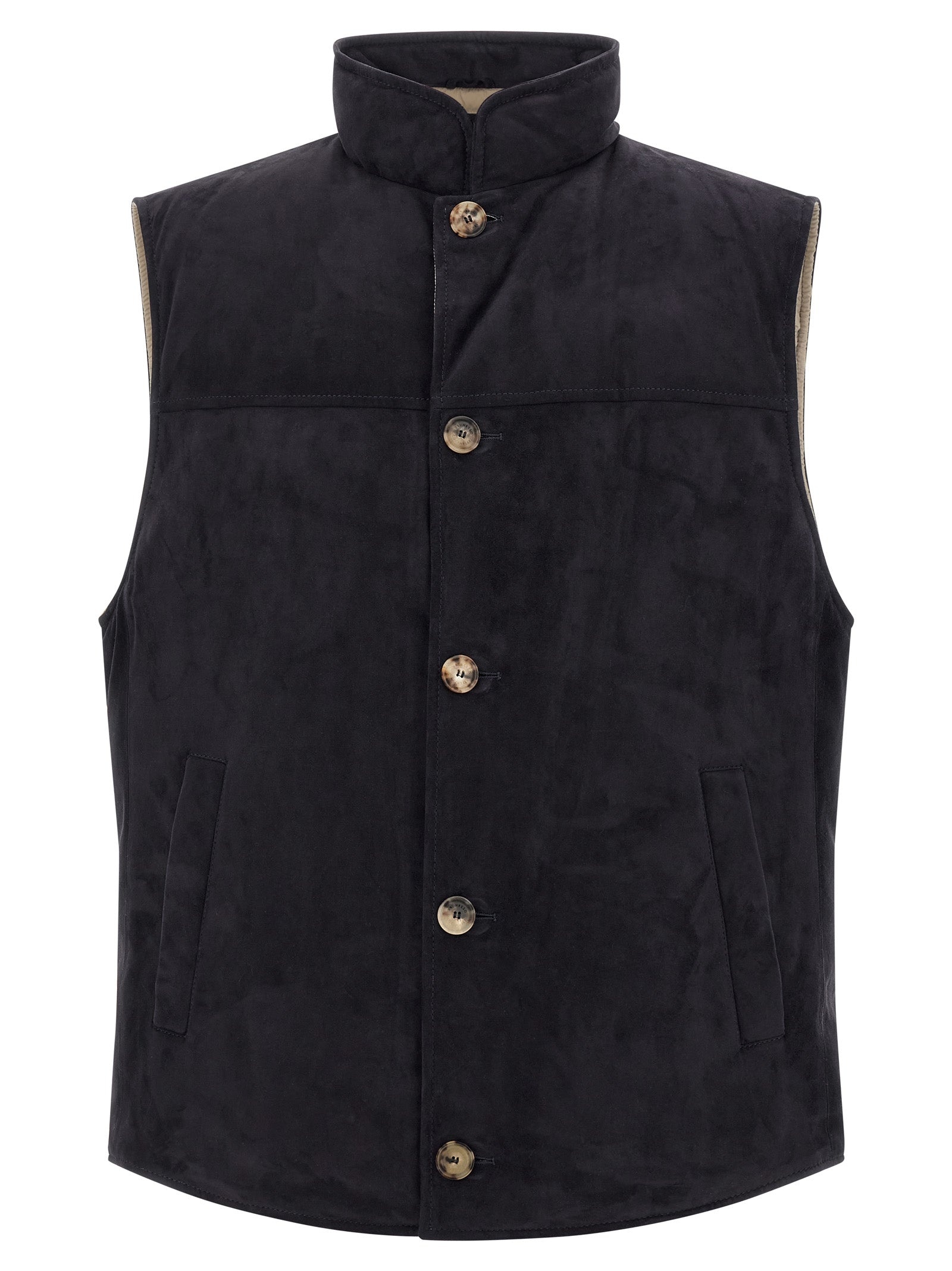 Suede Vest Gilet Blue - 1