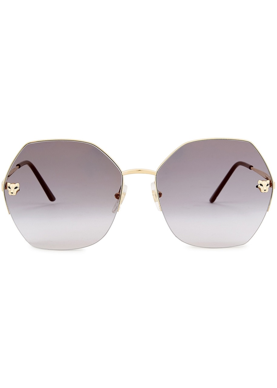 Cartier Panthère De Cartier Gold-tone Oversized, Sunglasses, Acetate - 2