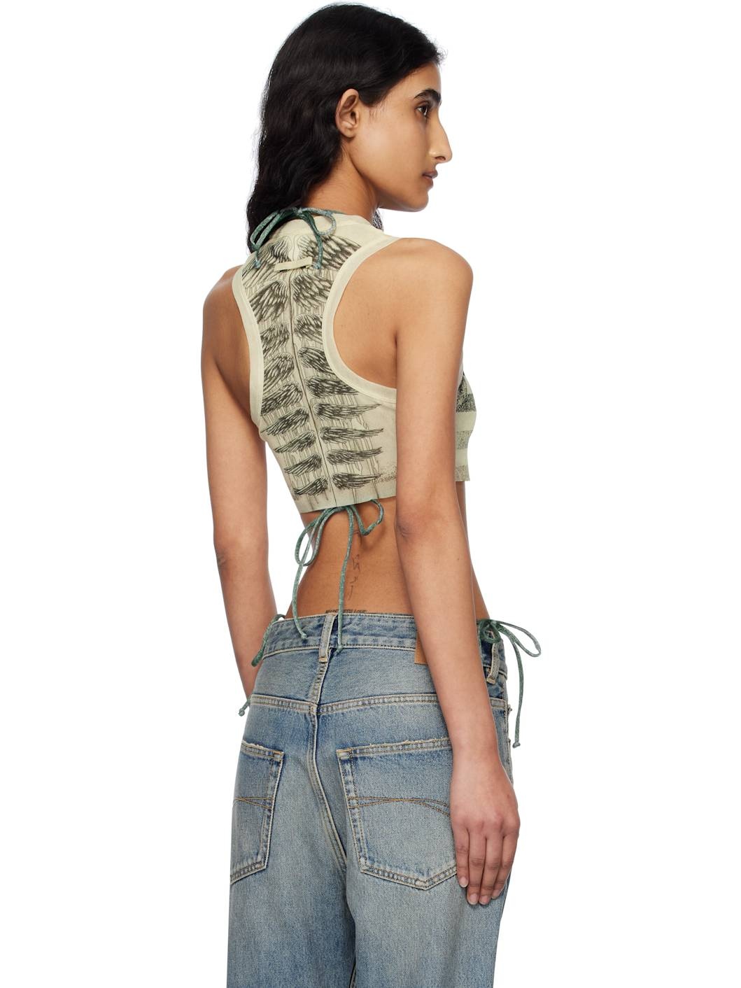 Beige 'The Tattoo Marinière' Tank Top - 3