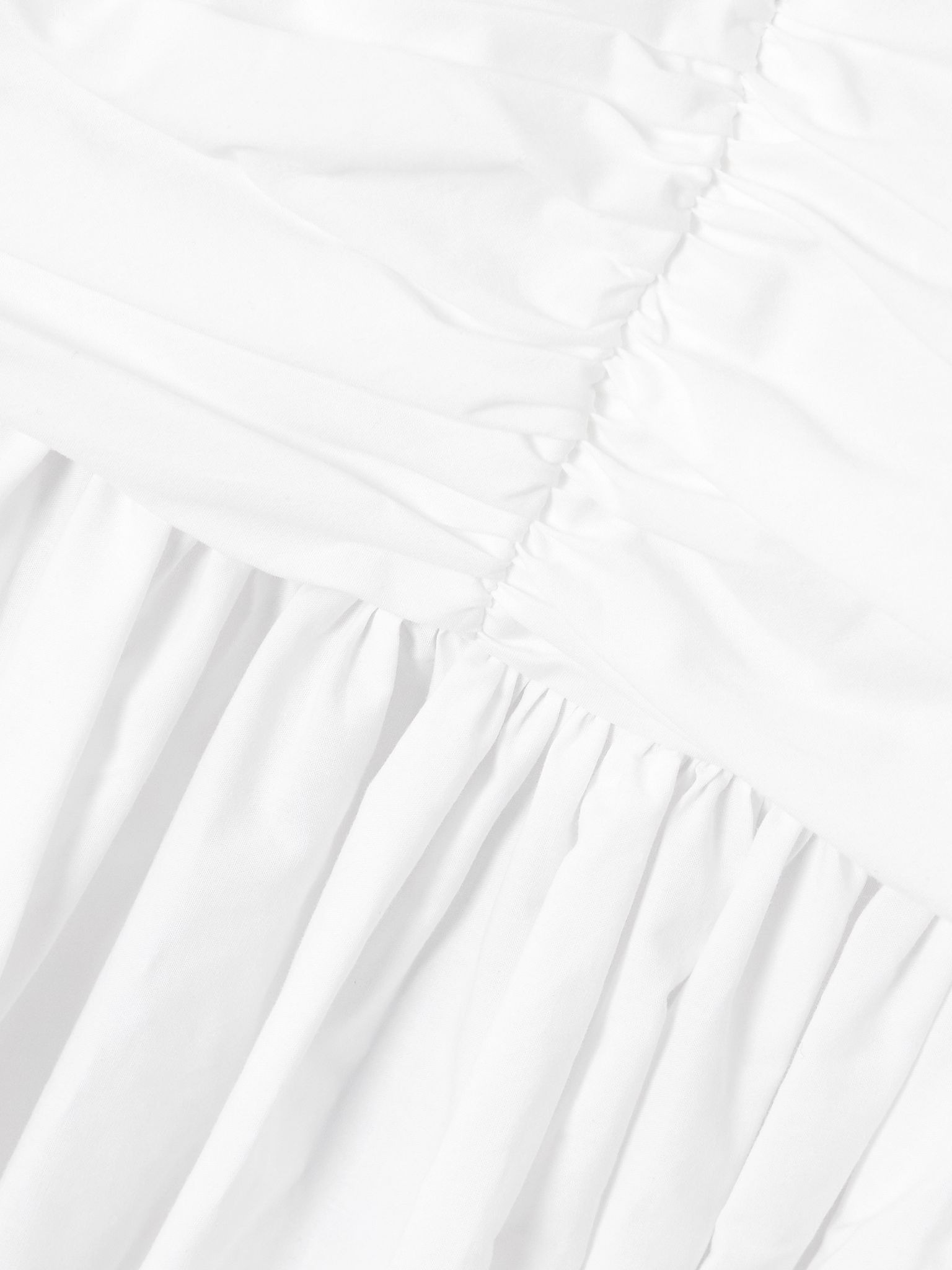 Gathered organic cotton-poplin midi dress White - 4