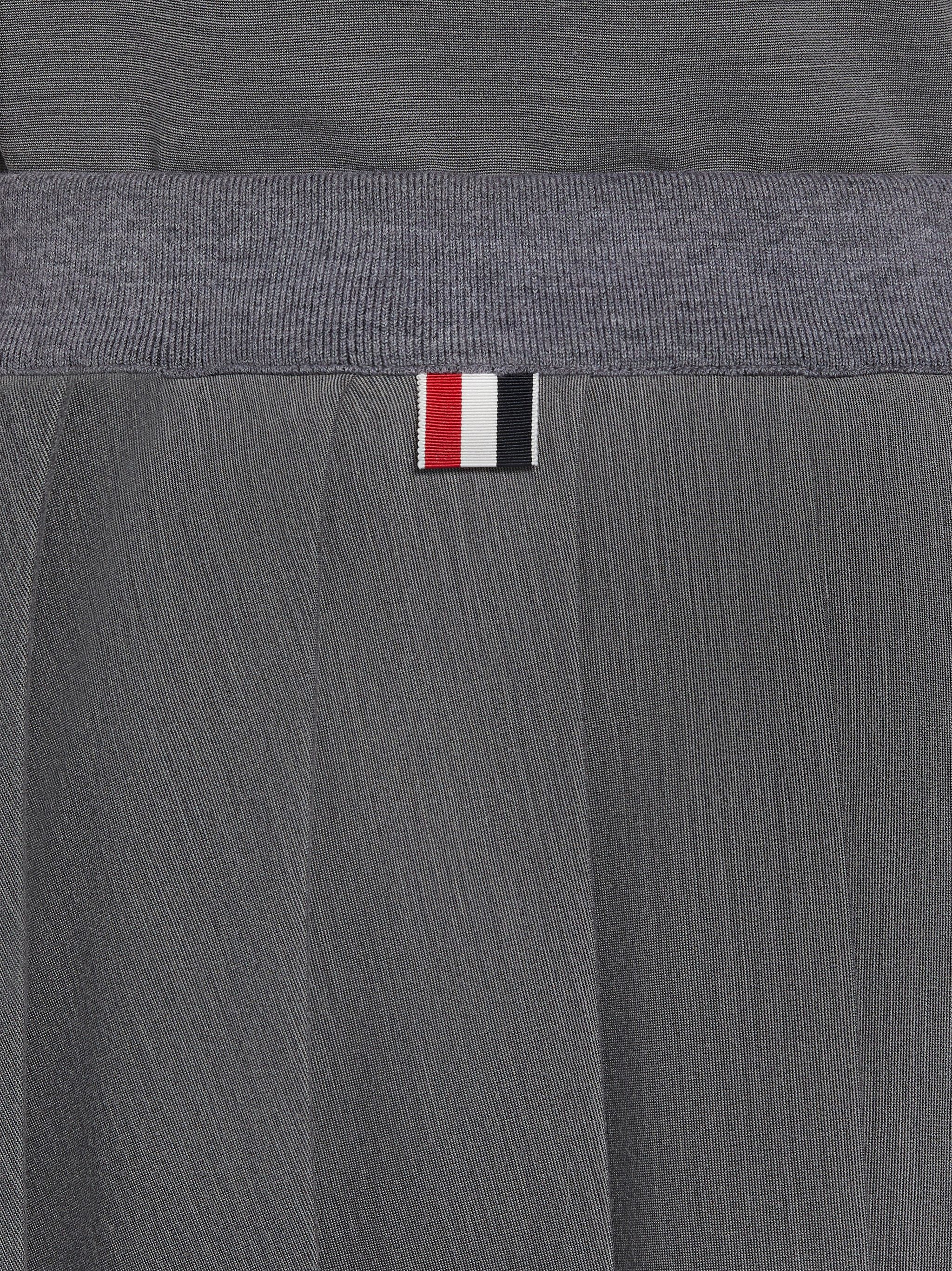Medium Grey Wool Tech Milano Buttoned Side Vent Dropped Back Pleated Miniskirt - 6