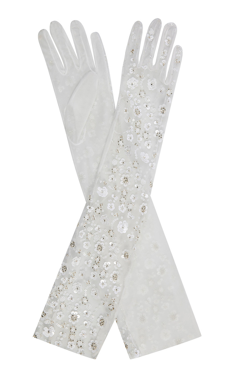 Eline Floral Sequin Gloves white 4