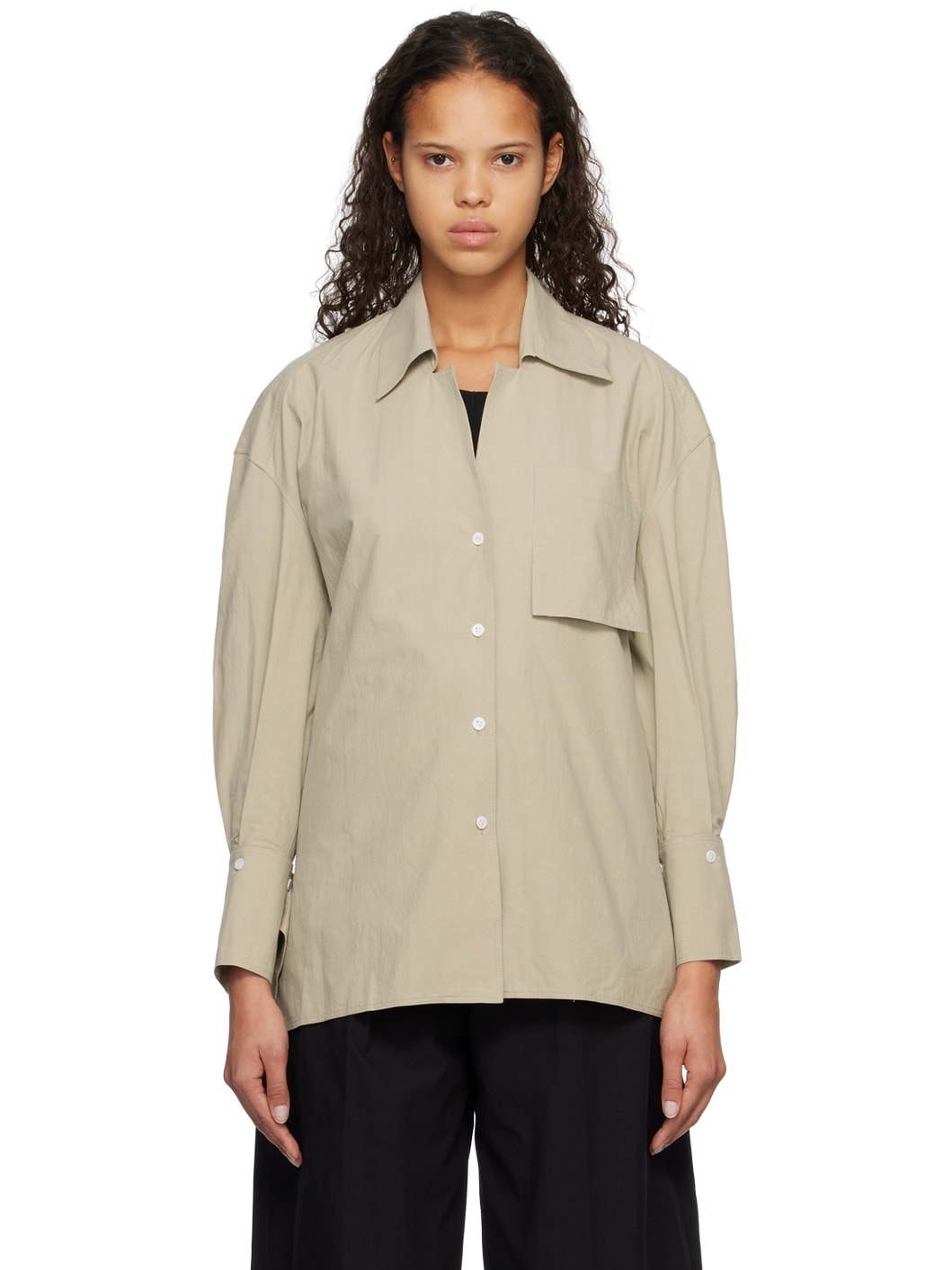 Green Crinkled Shirt - 1