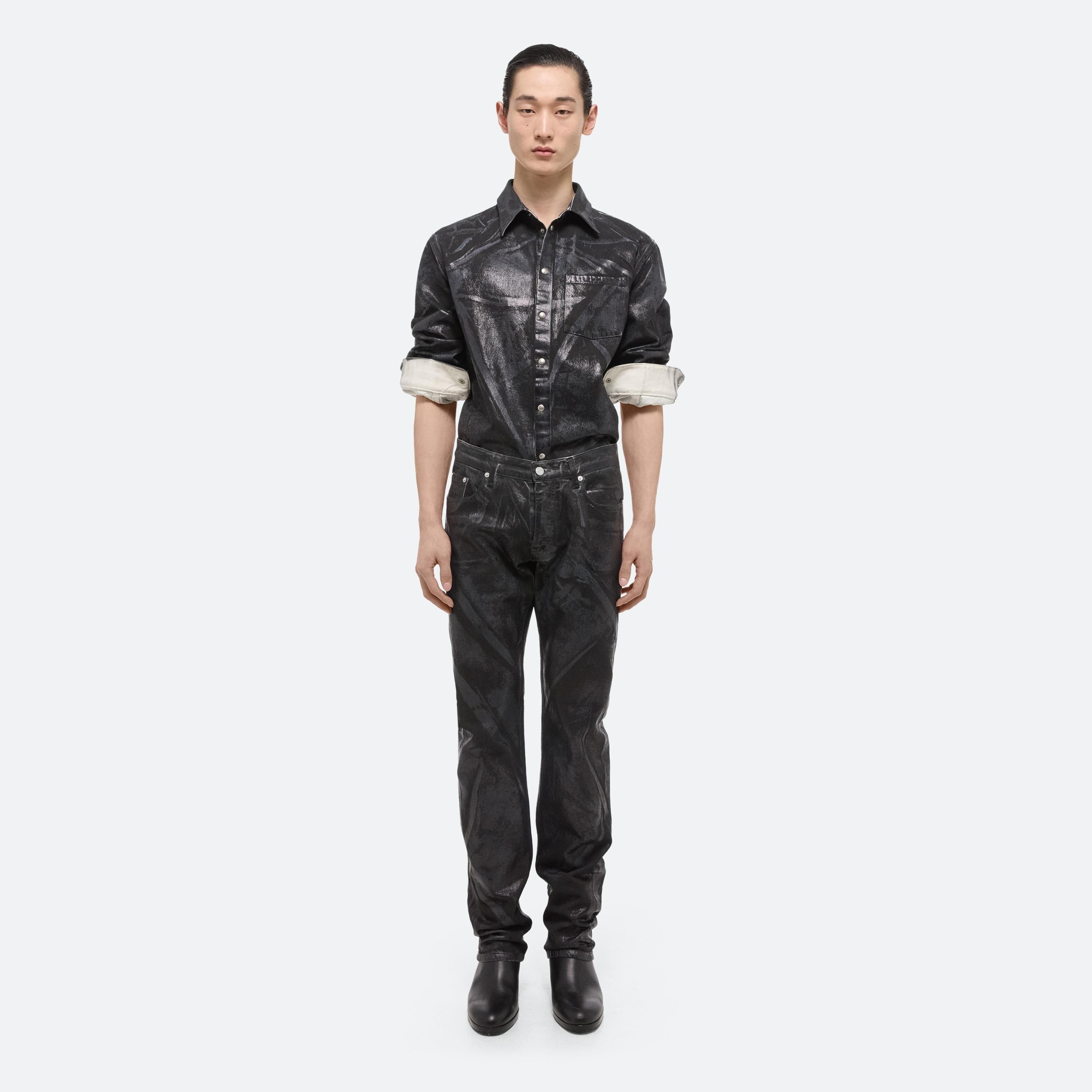 FOILED LOW-RISE STRAIGHT JEANS - 3