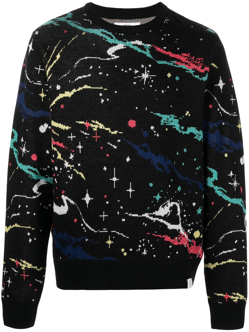 paint splatter-print crew neck jumper 1
