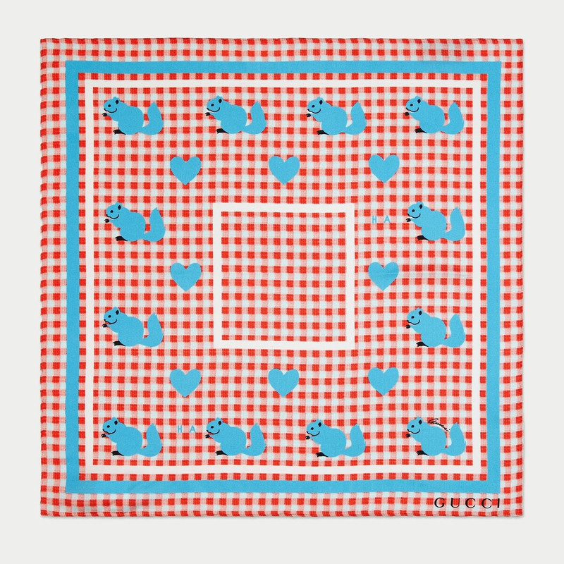 Gucci HA HA HA silk pocket square 1