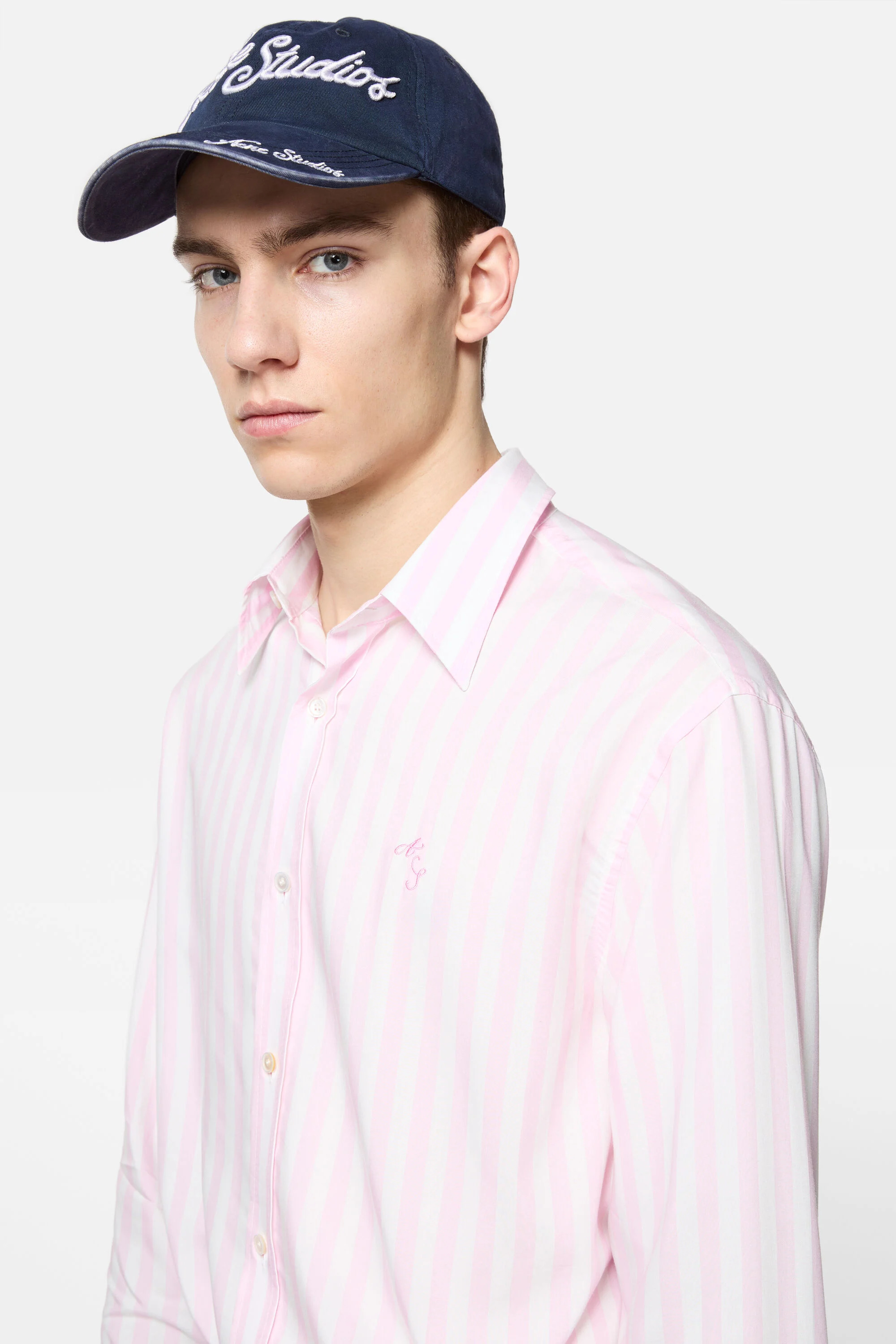 Stripe button-up shirt - Pink/white - 4