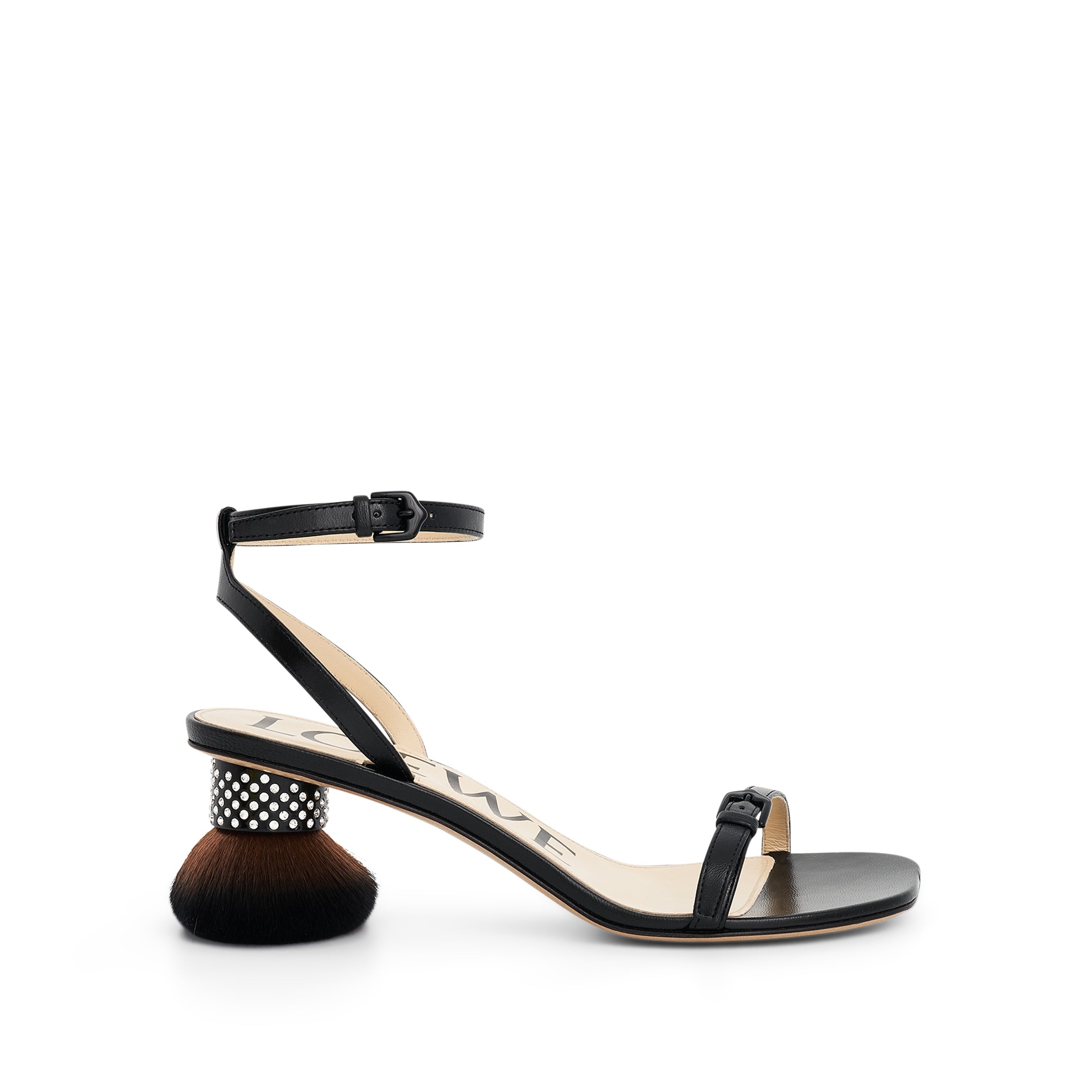 Petal Brush Heel Sandal in Black - 1