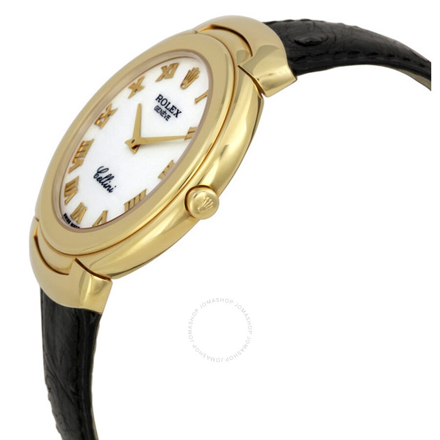 Rolex Cellini White Roman Dial Black Leather Stap Watch 66238WRL - 2