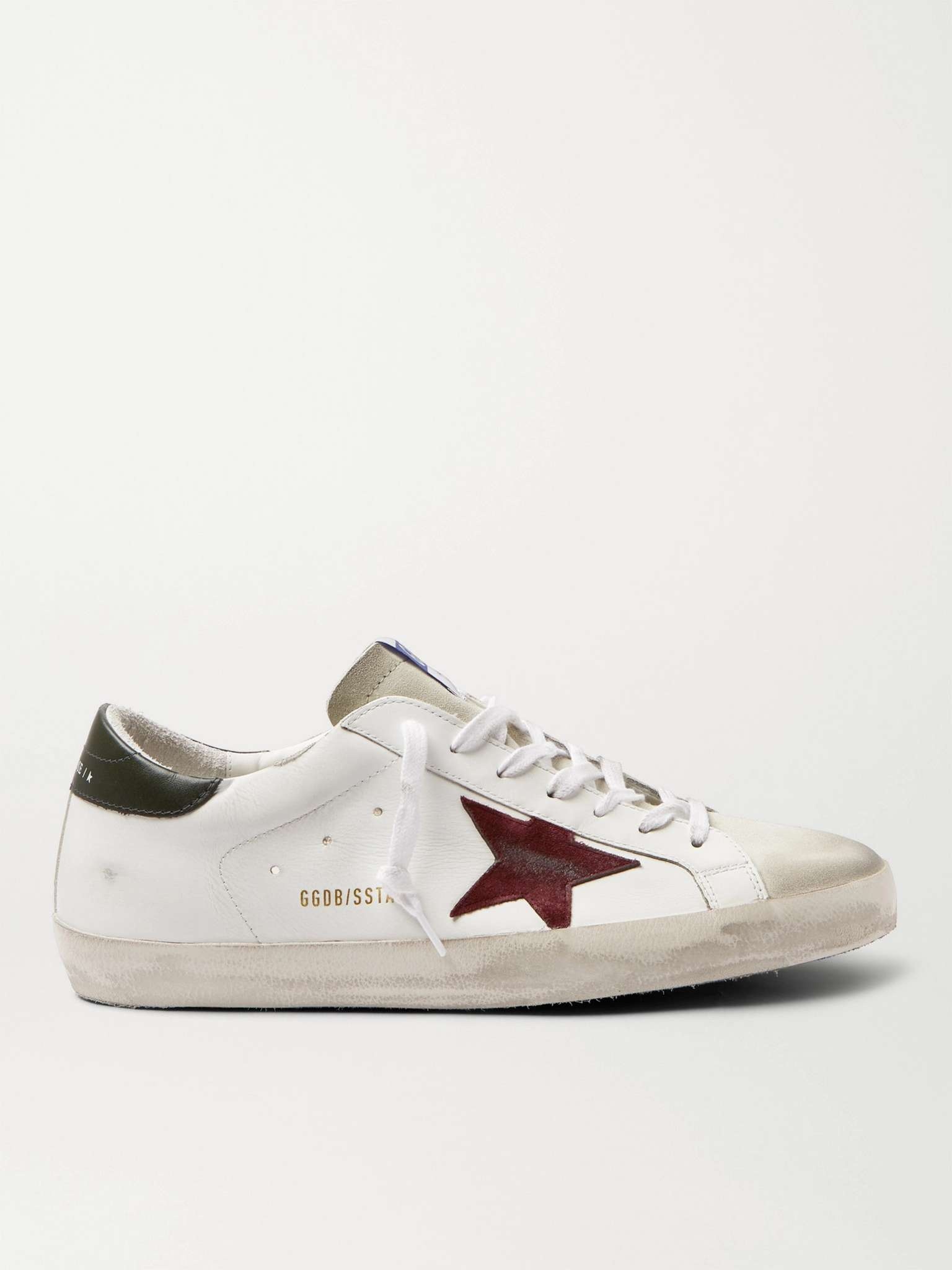 Superstar Distressed Leather and Suede Sneakers - 1