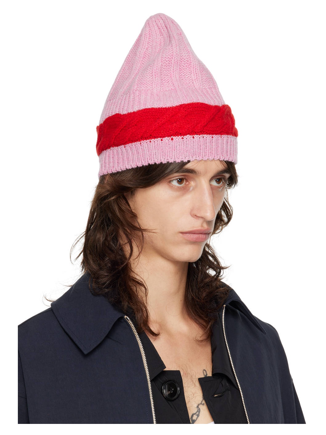 Pink & Red Aaron Knit Beanie - 2