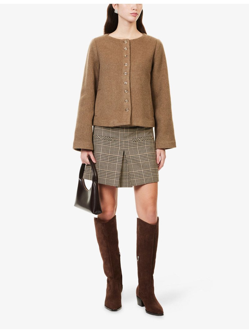 Reformation Lucia Round-Neck Wool-Blend Jacket outlook