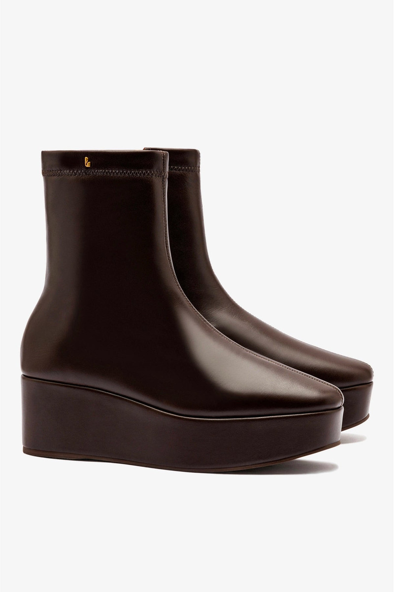 Larroudé Dani Flatform Boot In Brown Leather outlook