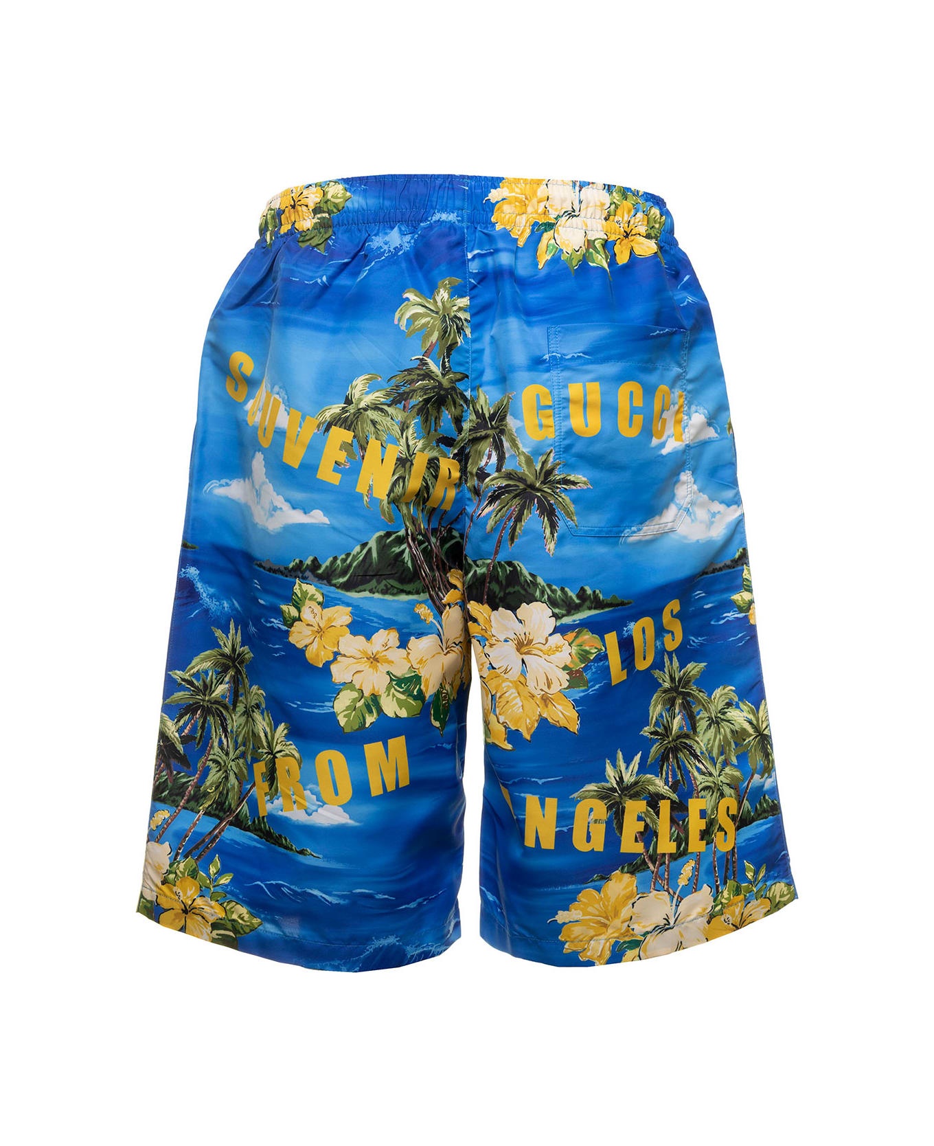 Light-blue Swim Shorts With All-over Graphic Print In Nylon Man - 2