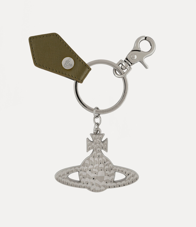 SAFFIANO HAMMERED ORB SILVER KEYRING 1