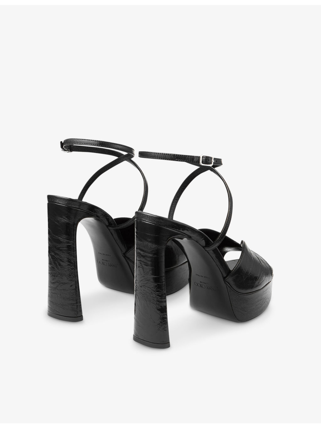 Karli 125 Crinkled-Leather Platform Heeled Sandals - 4