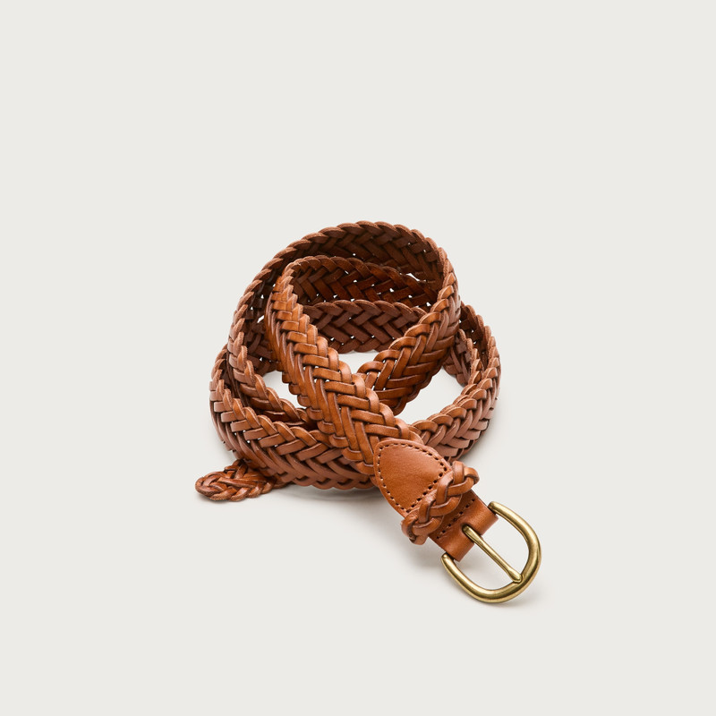 Slim braided leather belt 1