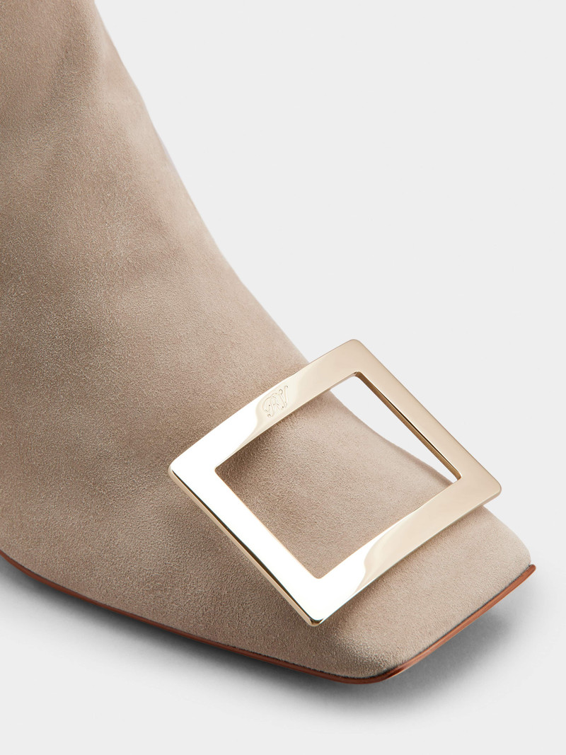Viv' Square Metal Buckle Ankle Boots in Suede 3